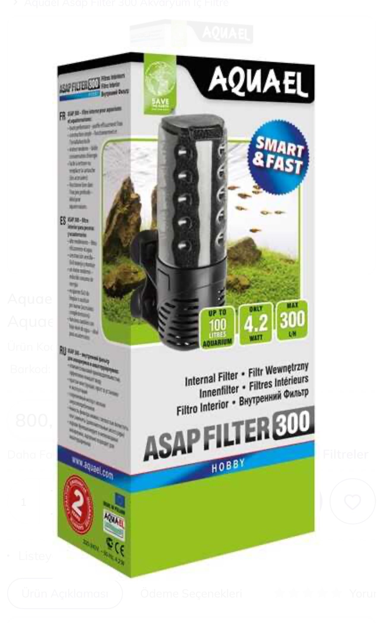 AQUAEL ASAP FİLTER 300 İç Filtre